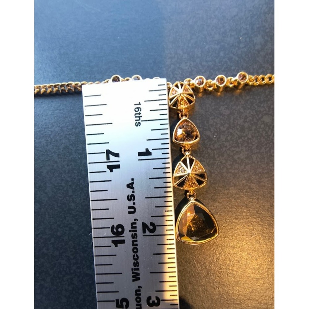 Vintage Givenchy Gold Tone Amber Crystal‎ Necklace and Leverback Earrings Set - Picture 11 of 12